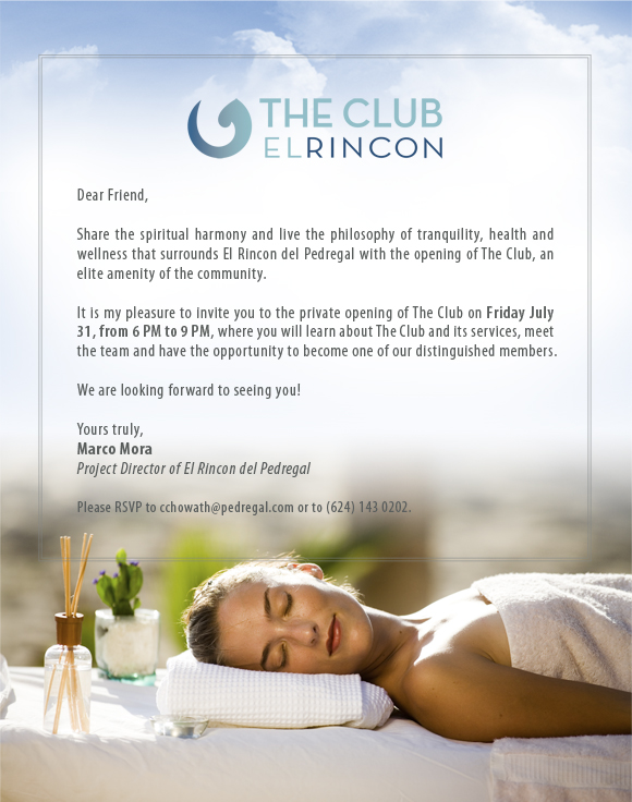 The Club at El Rincon, opening invitation